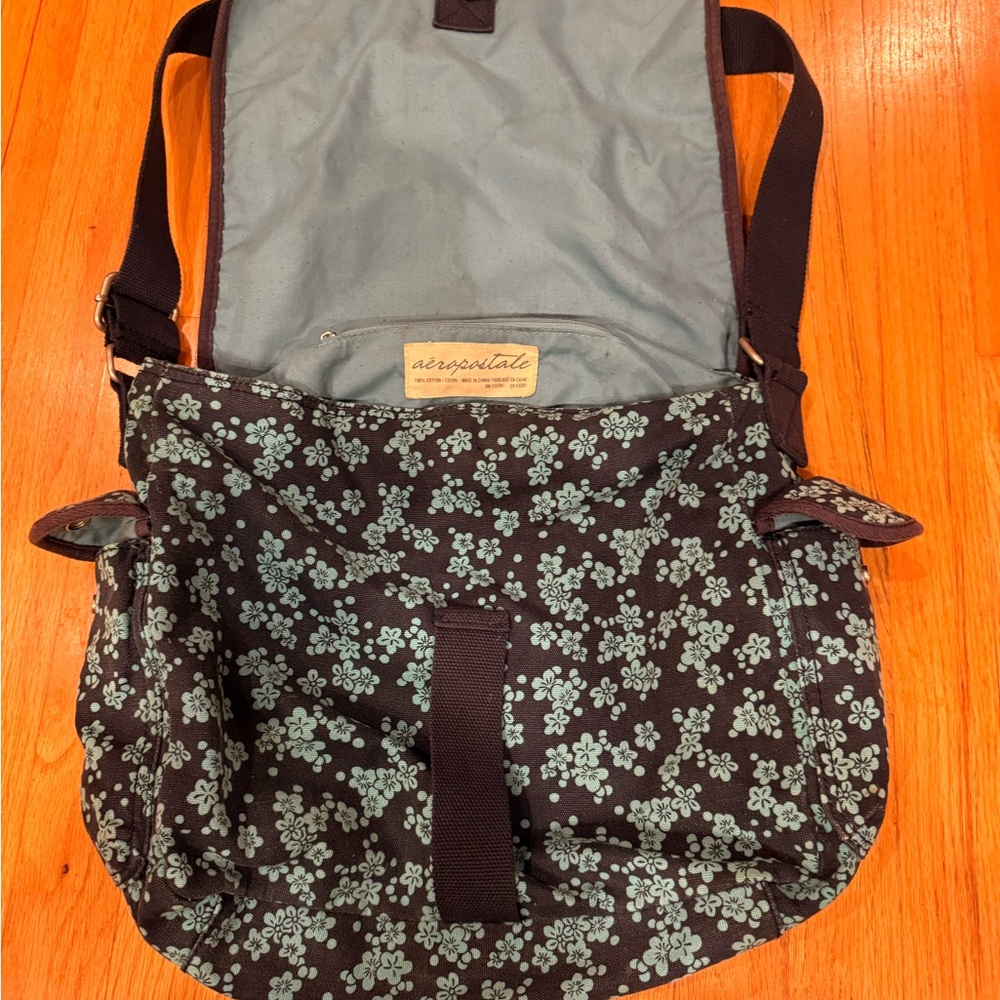 Aeropostale Black and Blue Floral Bag